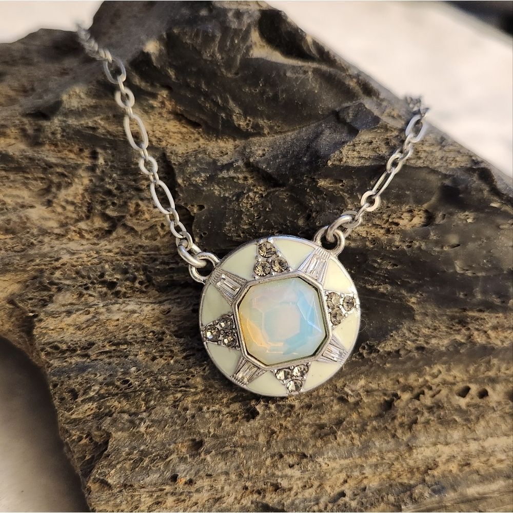 NWT Lia Sophia "Mint Meltaway" & Rhinestone Silver Necklace